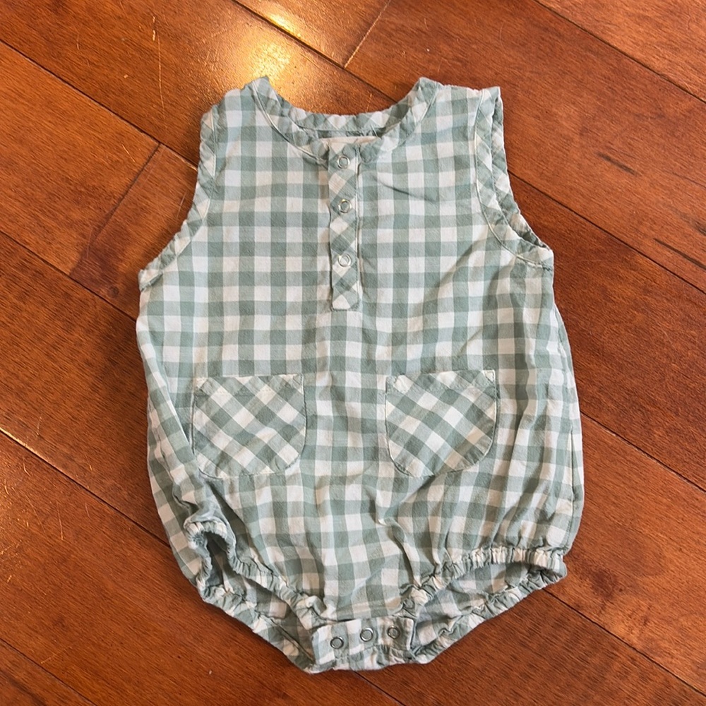 Green Checkered Kids One Piece
